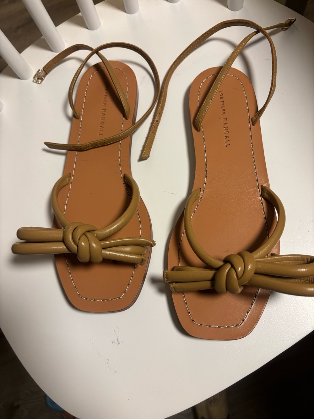 NWOT Loefller Randall Women's Tan Knot Leather Sandals